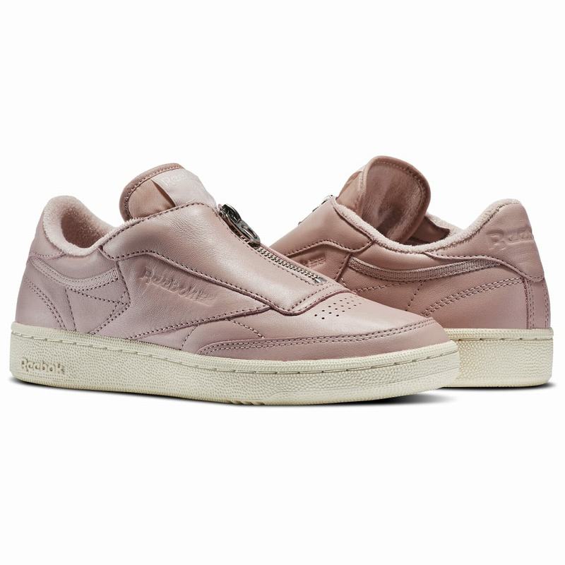 Reebok Club C 85 Zip Tenisky Damske - Ruzove/Biele/Strieborne MU9148OL